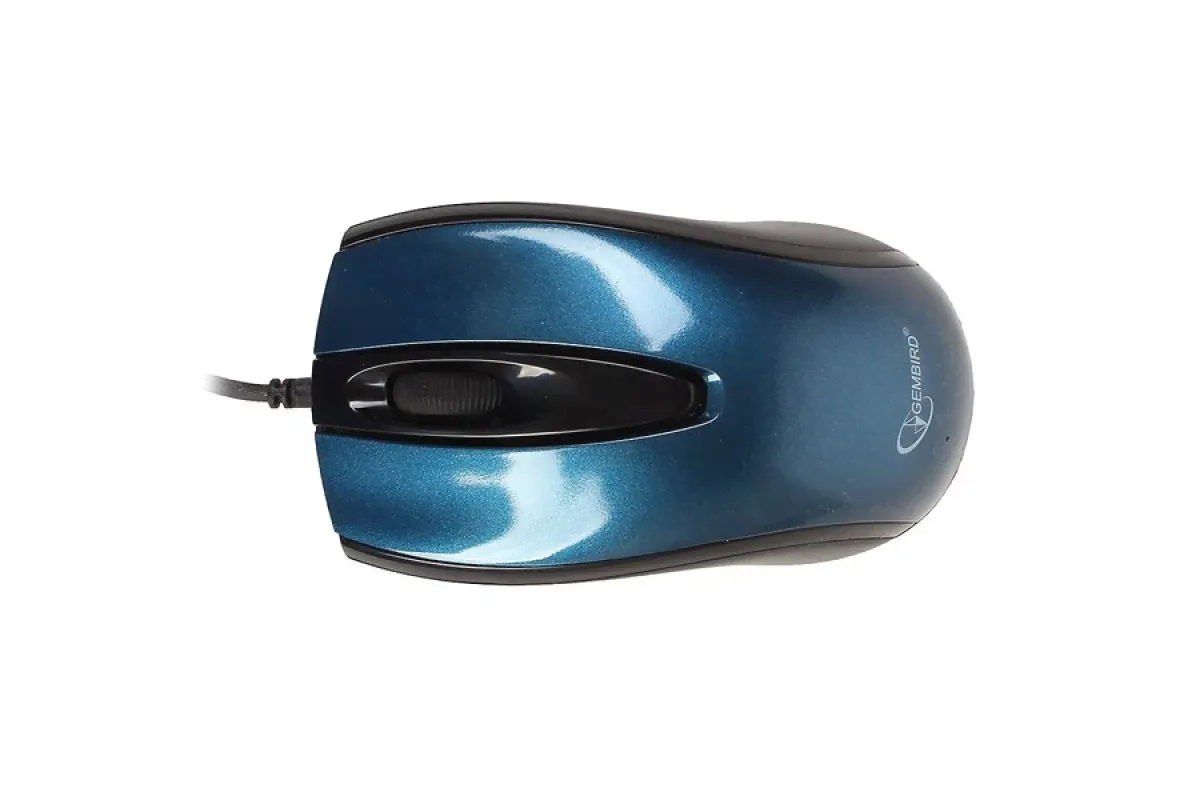 Мышь Gembird MOP-405-B, USB, синий, объемный цвет, бесшумный клик, 2кн., 1000DPI, блистер-2