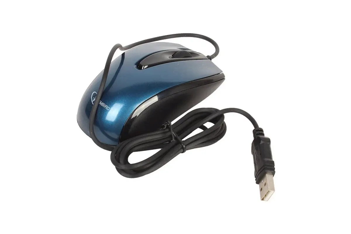 Мышь Gembird MOP-405-B, USB, синий, объемный цвет, бесшумный клик, 2кн., 1000DPI, блистер-1